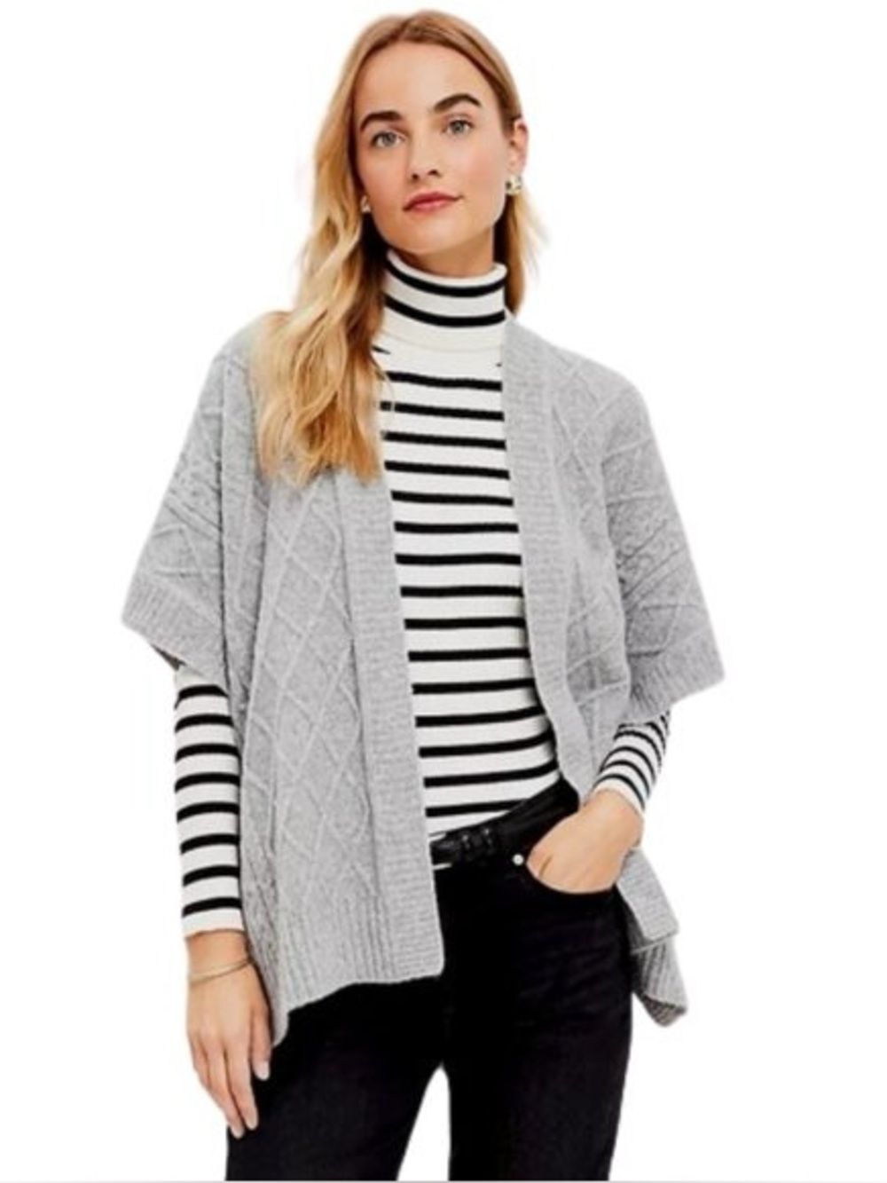 NWOT LOFT Cable Knit Sweater Cape